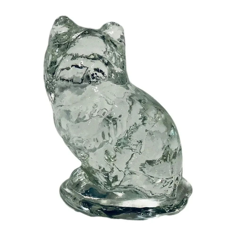 Art Glass Persian Long Haired Cat Figurine Figure Paperweight 3.75” x 3”